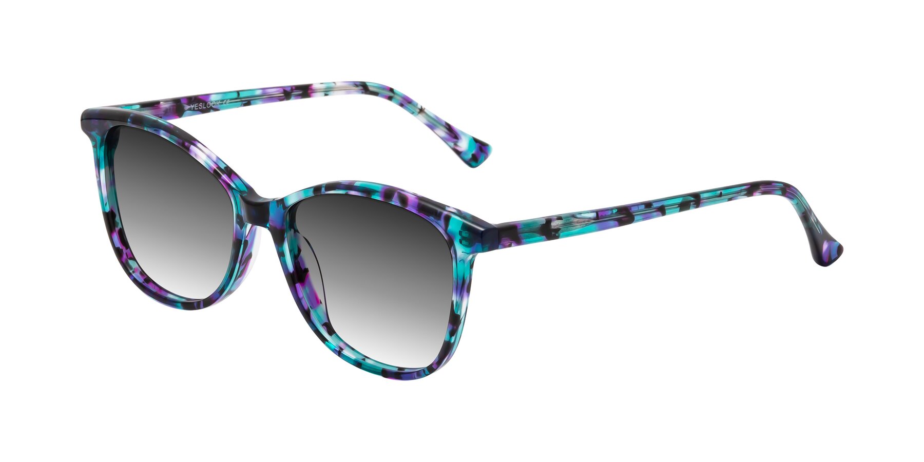 Angle of Creek in Floral Blue with Gray Gradient Lenses