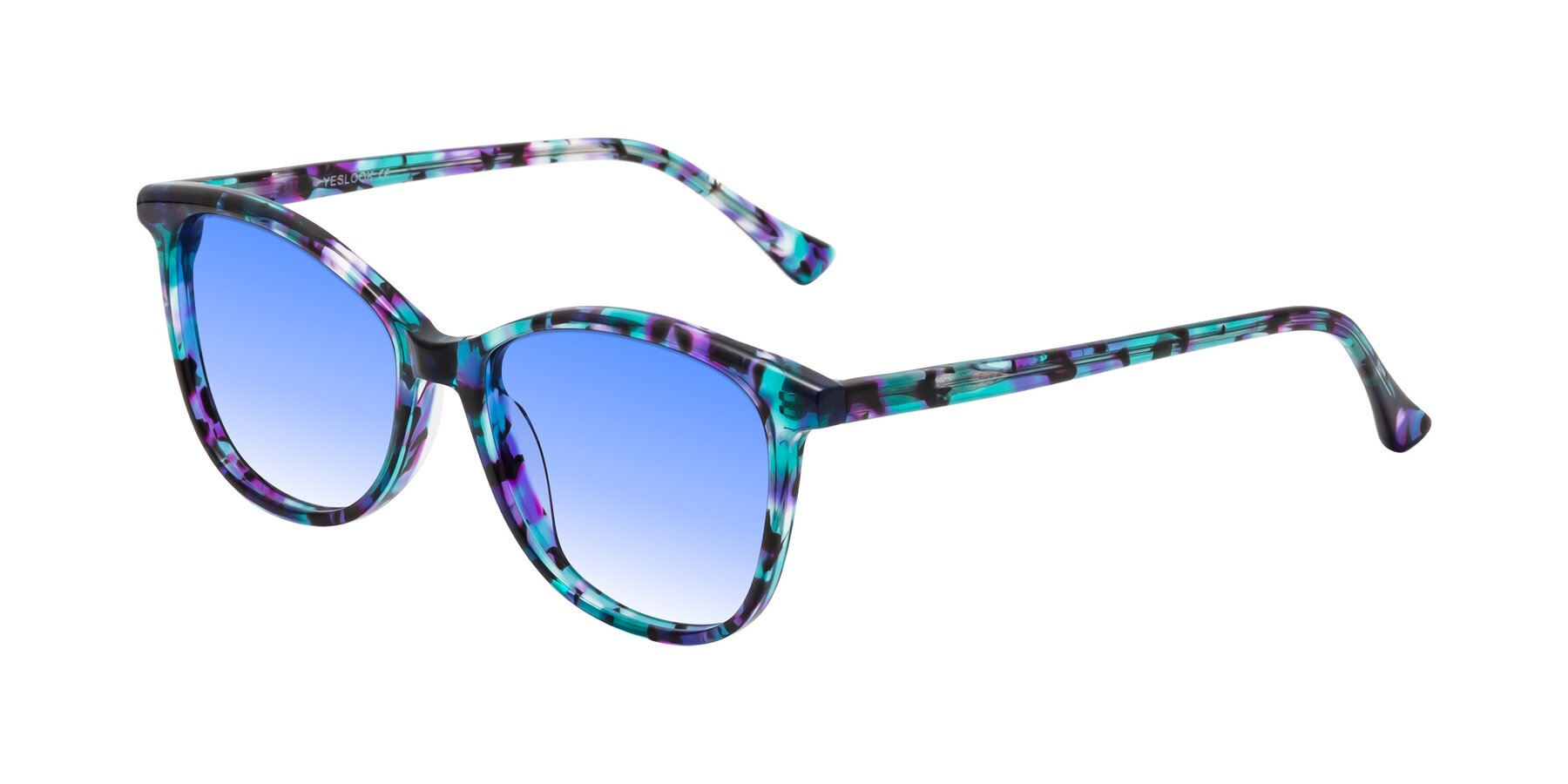 Angle of Creek in Floral Blue with Blue Gradient Lenses