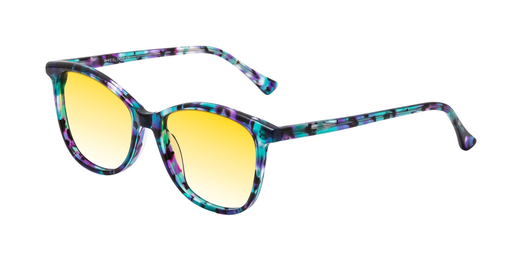 Angle of Creek in Floral Blue with Yellow Gradient Lenses
