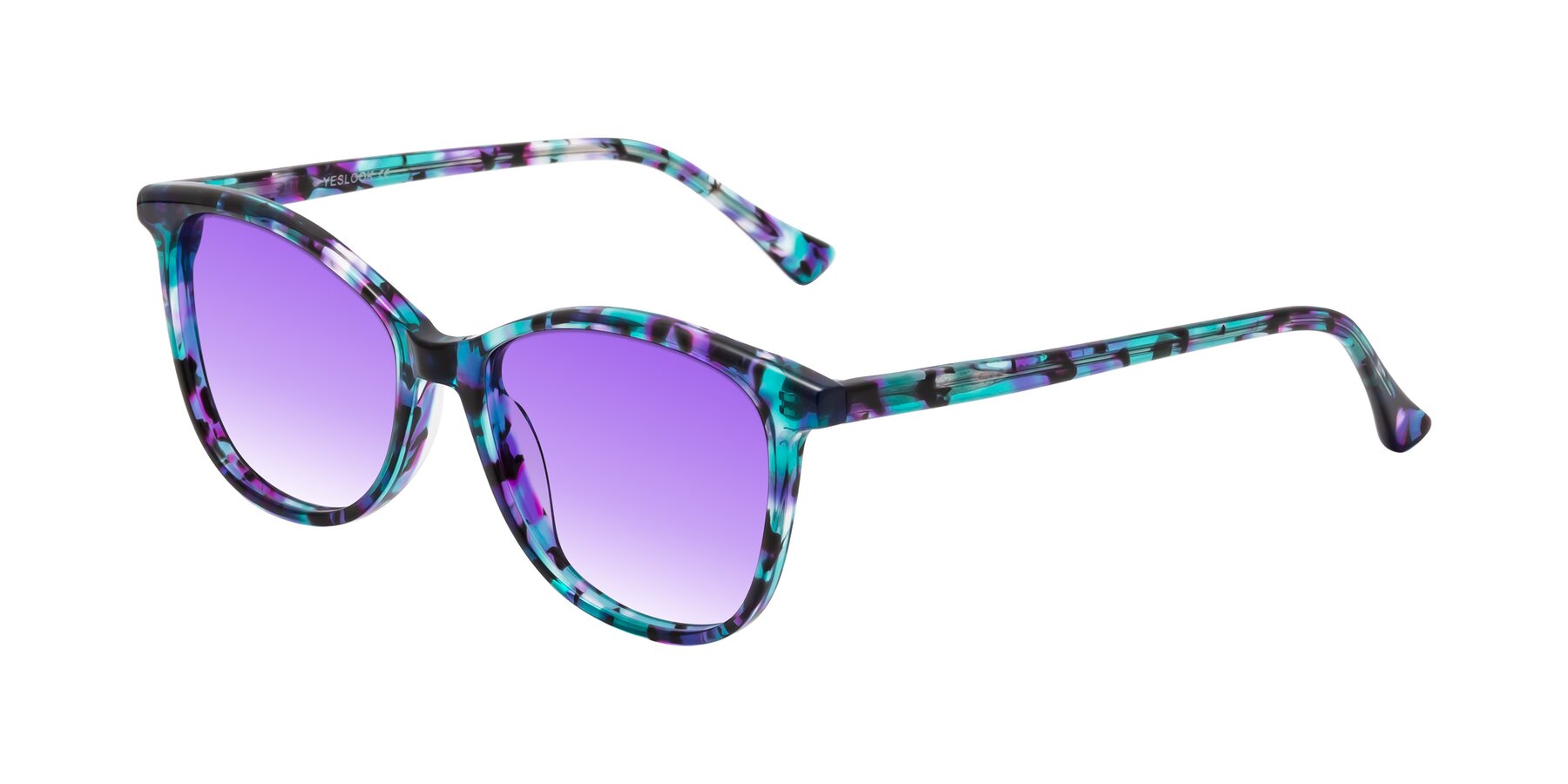 Angle of Creek in Floral Blue with Purple Gradient Lenses