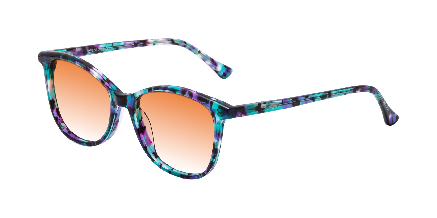 Angle of Creek in Floral Blue with Orange Gradient Lenses