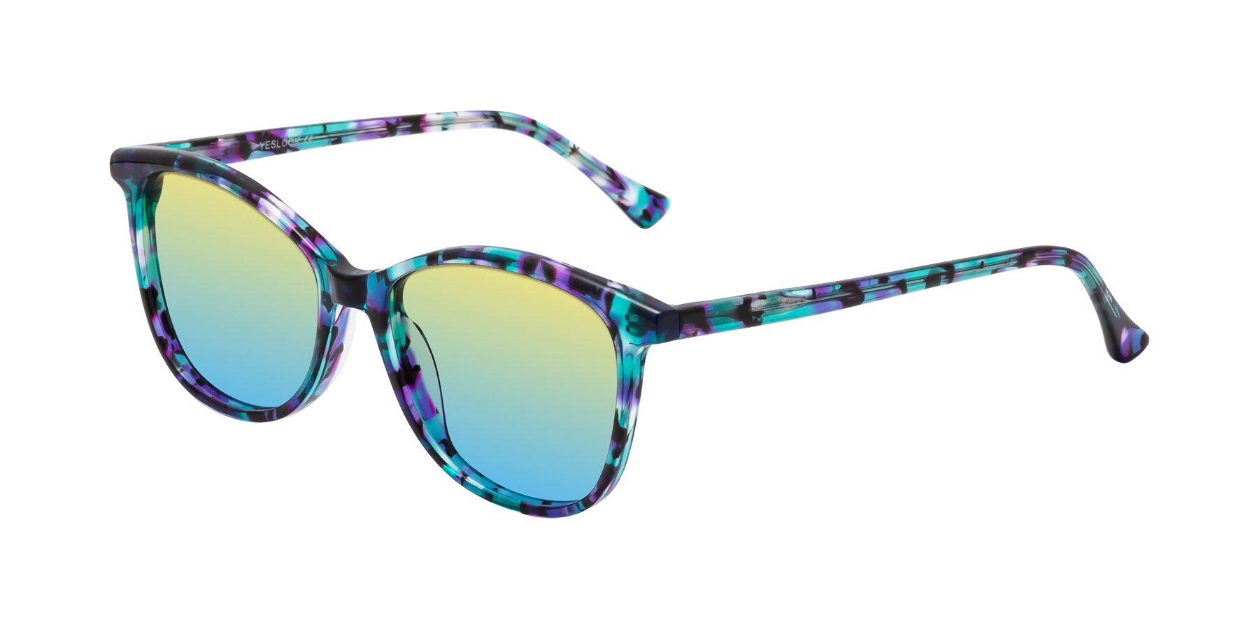 Angle of Creek in Floral Blue with Yellow / Blue Gradient Lenses