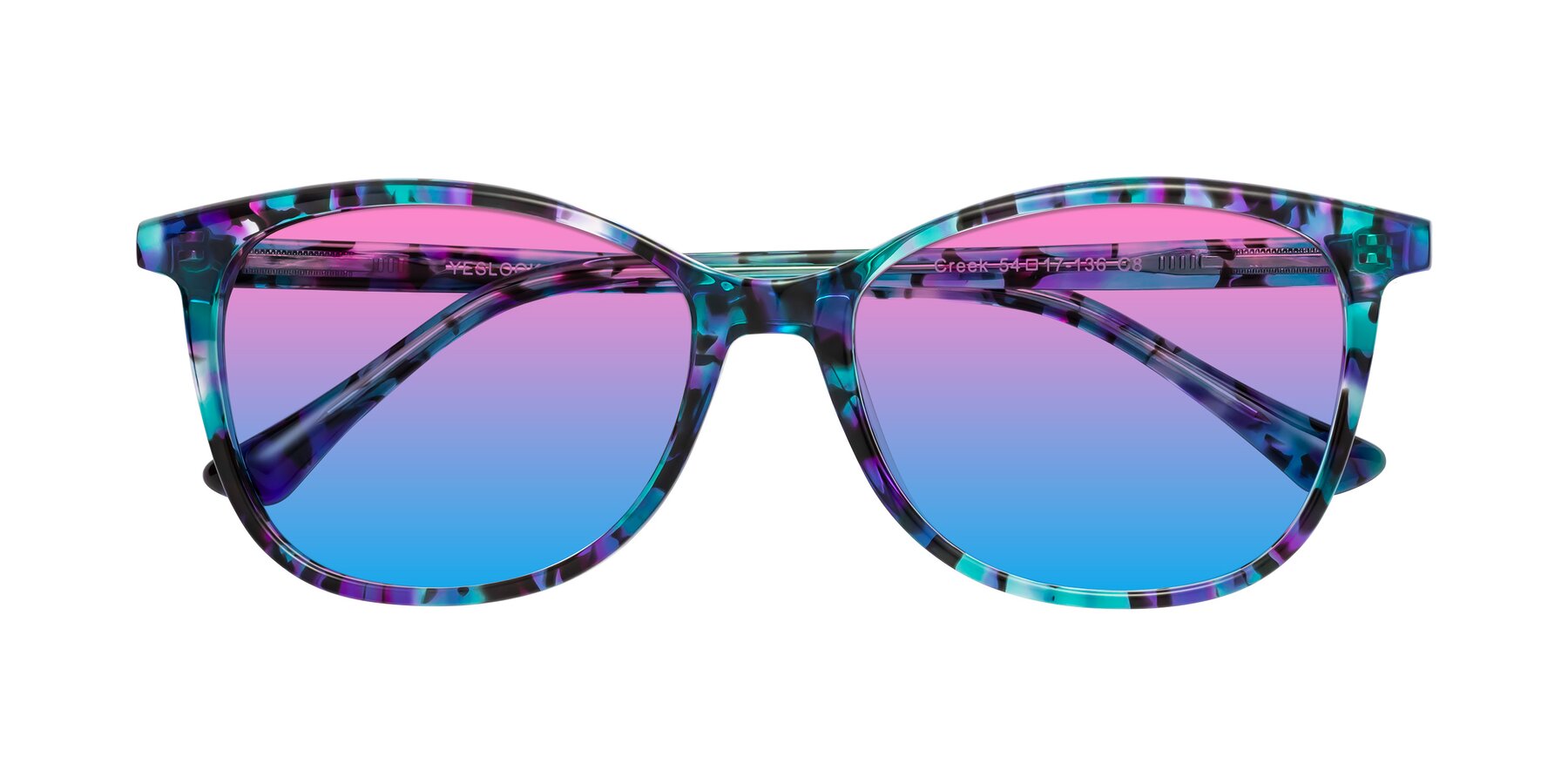 Folded Front of Creek in Floral Blue with Pink / Blue Gradient Lenses