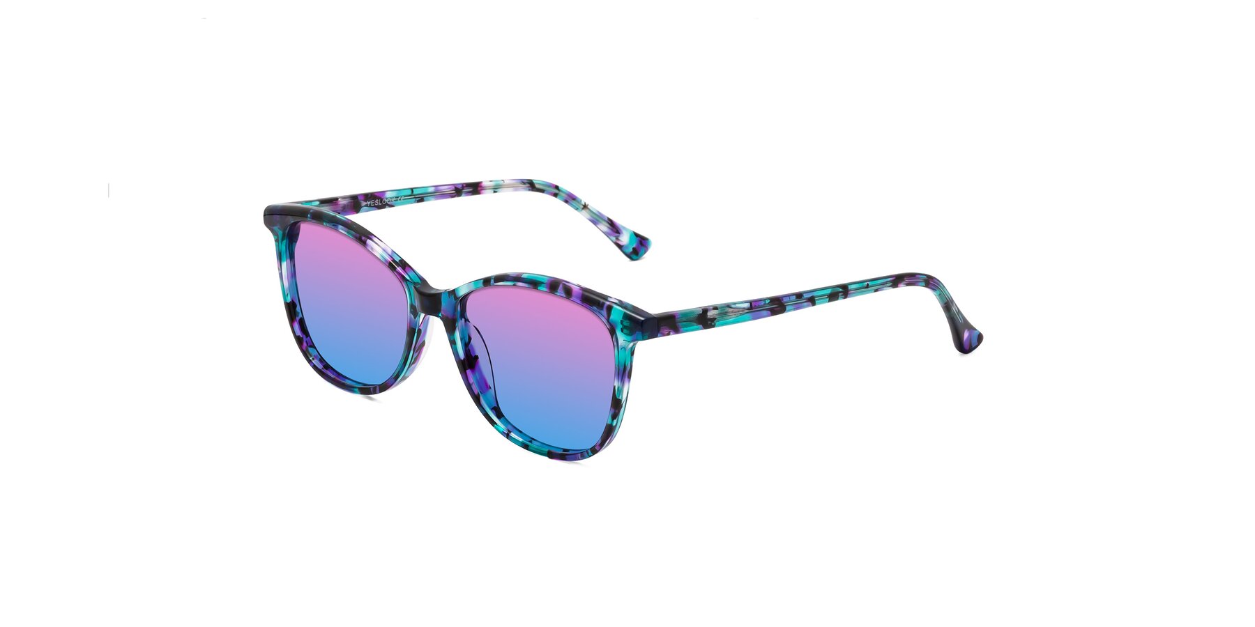 Angle of Creek in Floral Blue with Pink / Blue Gradient Lenses