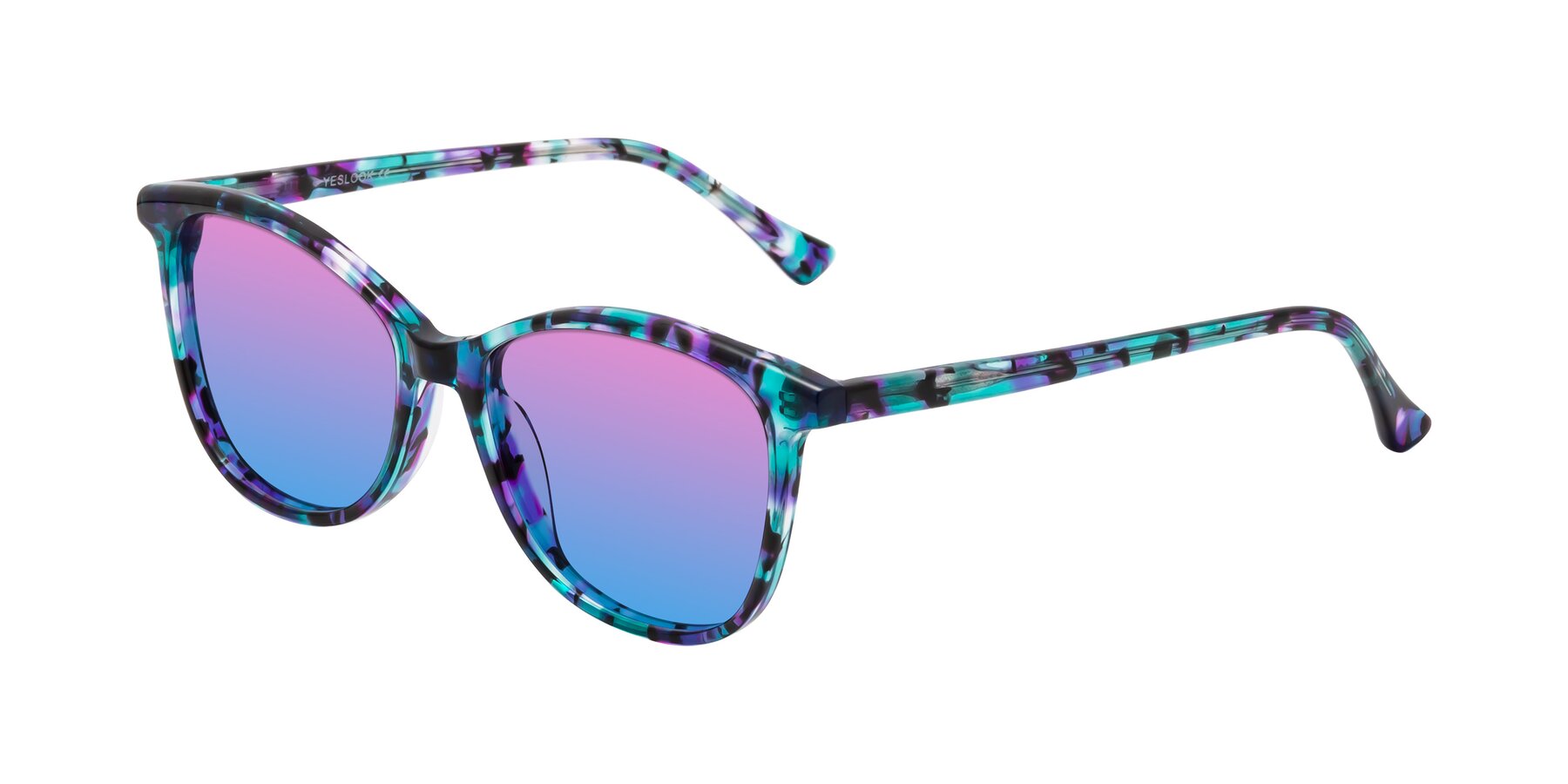 Angle of Creek in Floral Blue with Pink / Blue Gradient Lenses