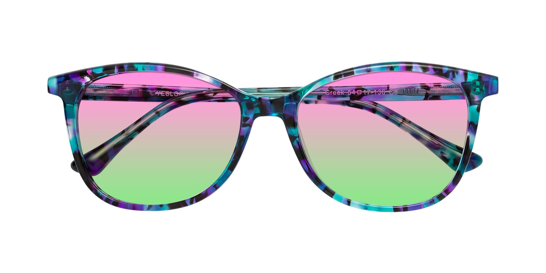 Folded Front of Creek in Floral Blue with Pink / Green Gradient Lenses