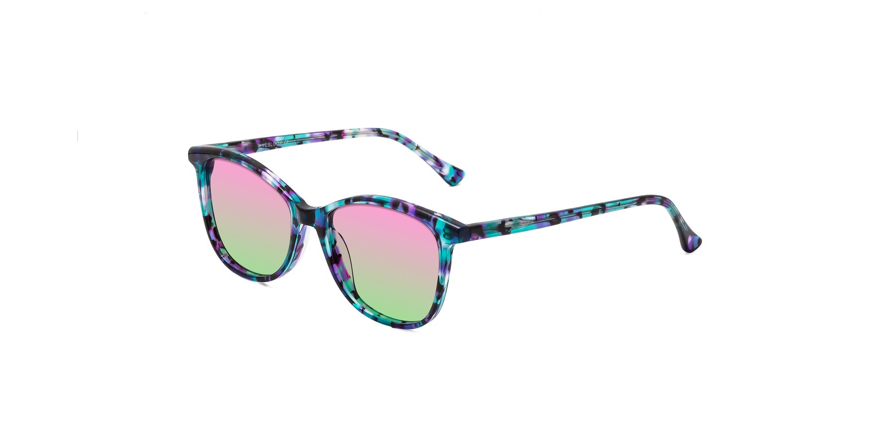 Angle of Creek in Floral Blue with Pink / Green Gradient Lenses