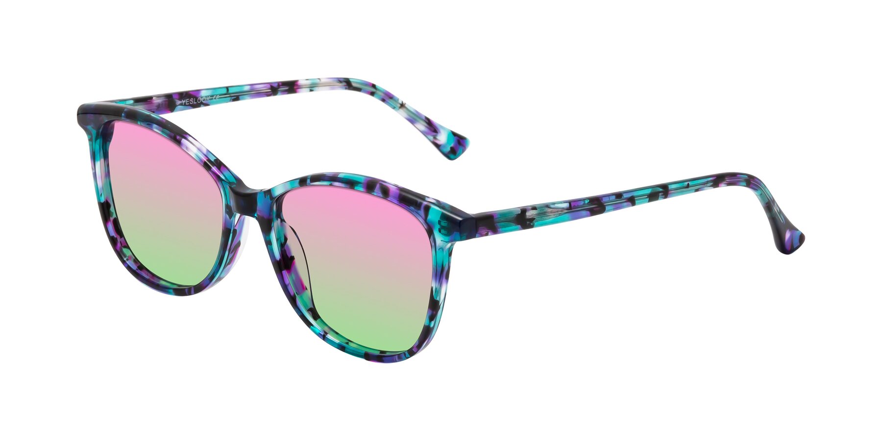 Angle of Creek in Floral Blue with Pink / Green Gradient Lenses