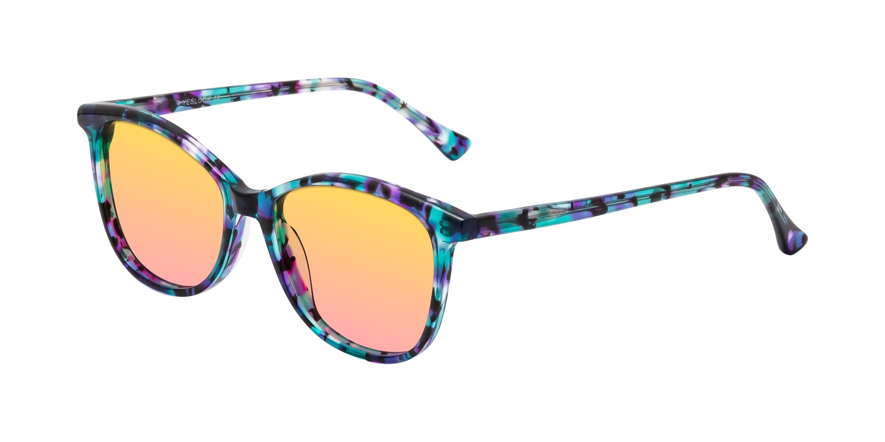 Angle of Creek in Floral Blue with Yellow / Pink Gradient Lenses