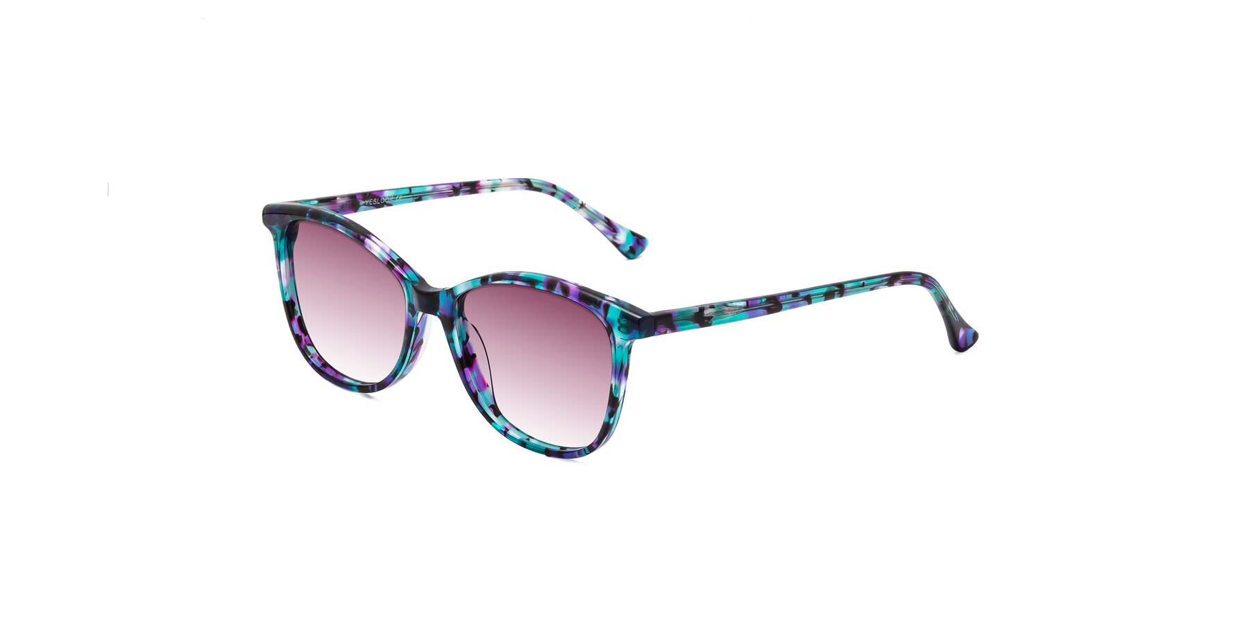 Angle of Creek in Floral Blue with Wine Gradient Lenses