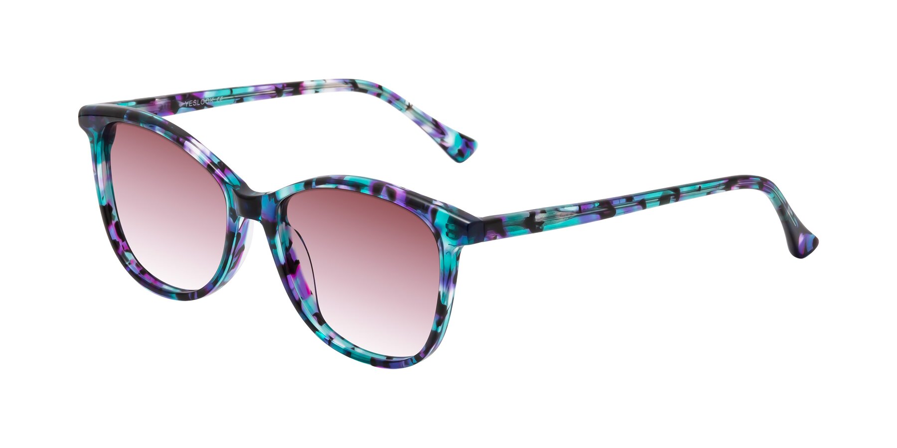 Angle of Creek in Floral Blue with Garnet Gradient Lenses