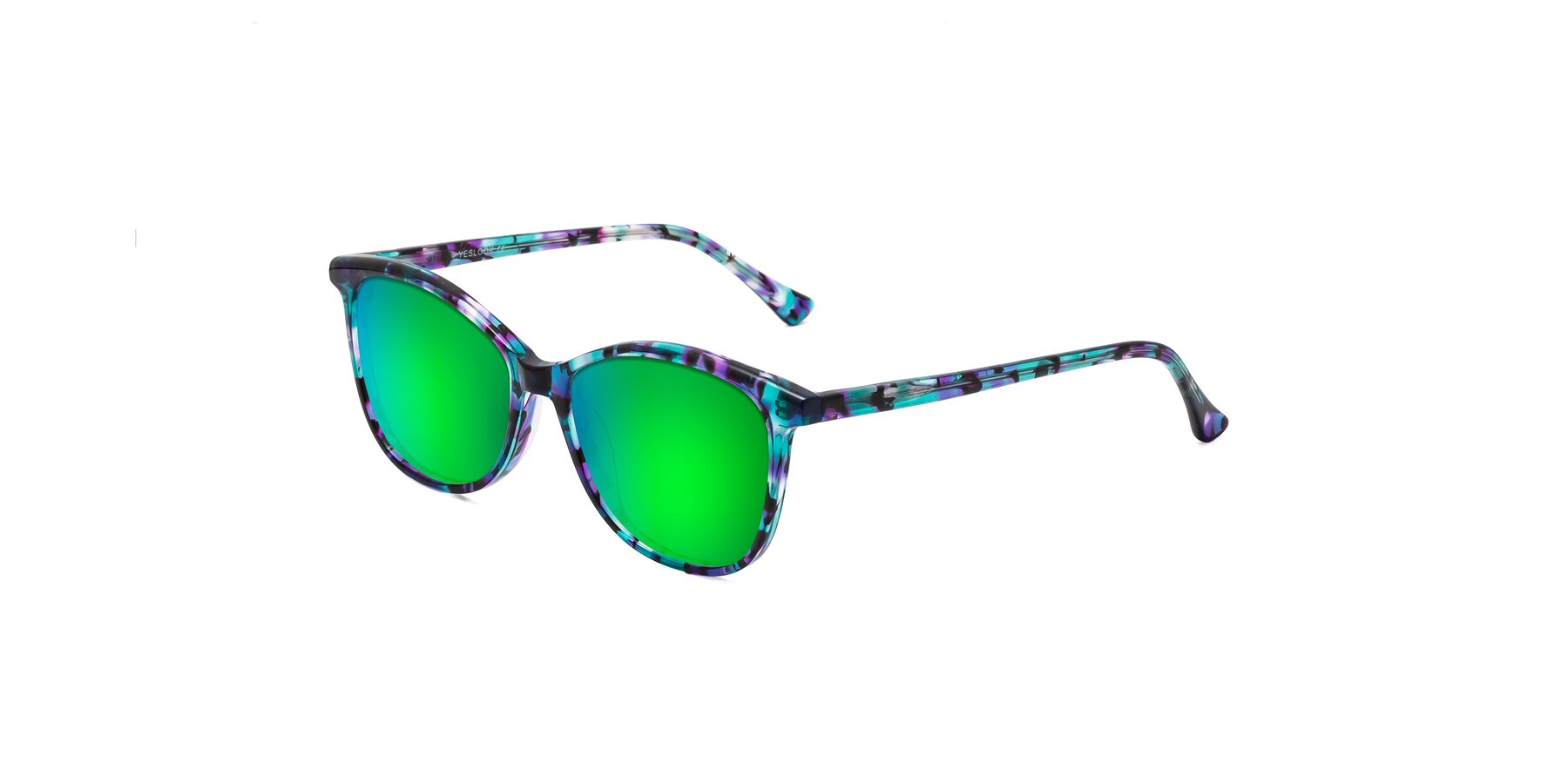 Angle of Creek in Floral Blue with Green Mirrored Lenses