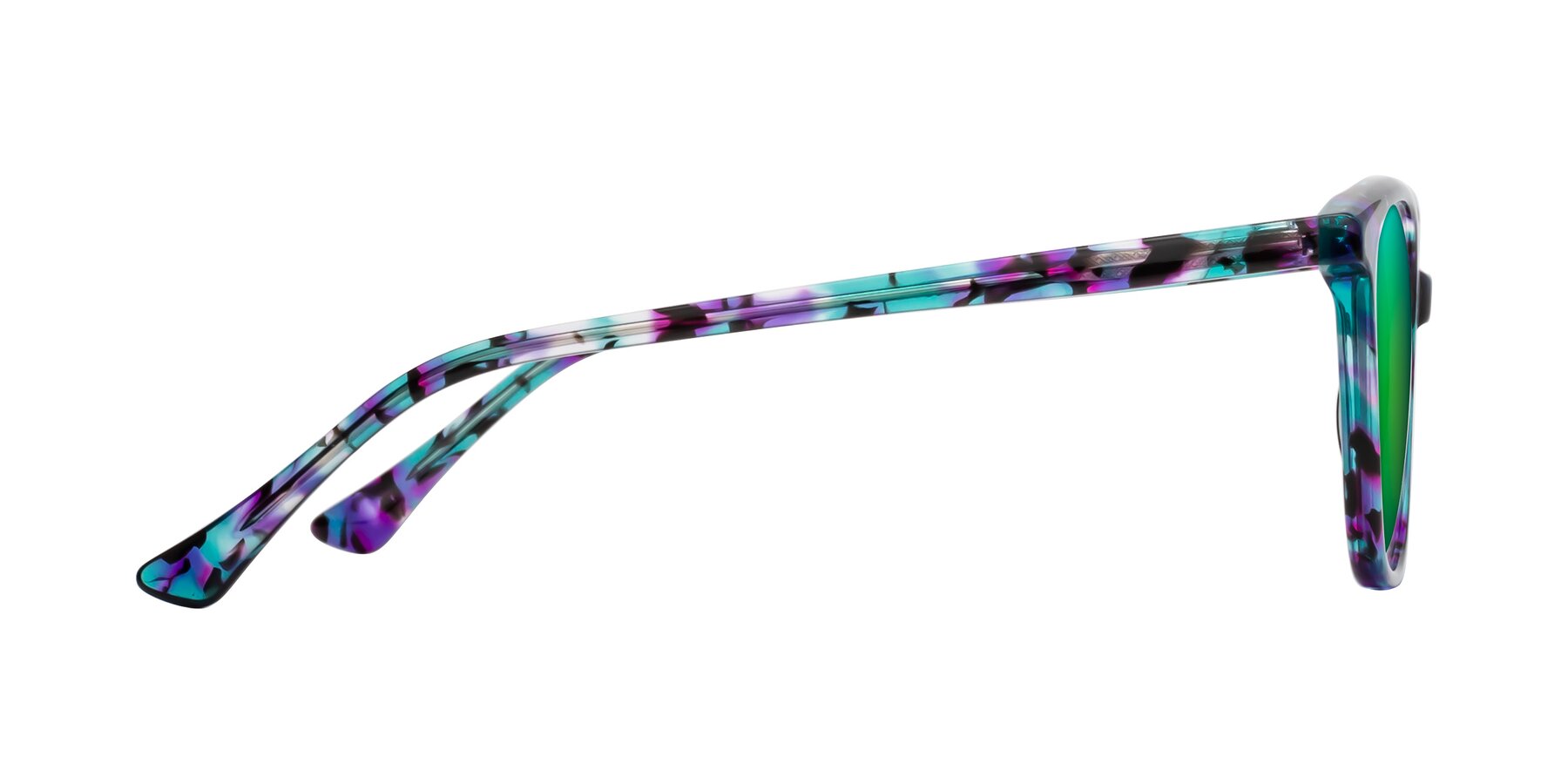 Side of Creek in Floral Blue with Green Mirrored Lenses