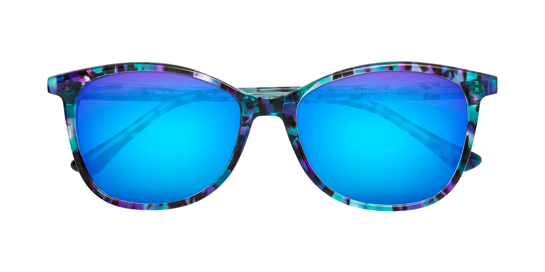 Folded Front of Creek in Floral Blue with Blue Mirrored Lenses
