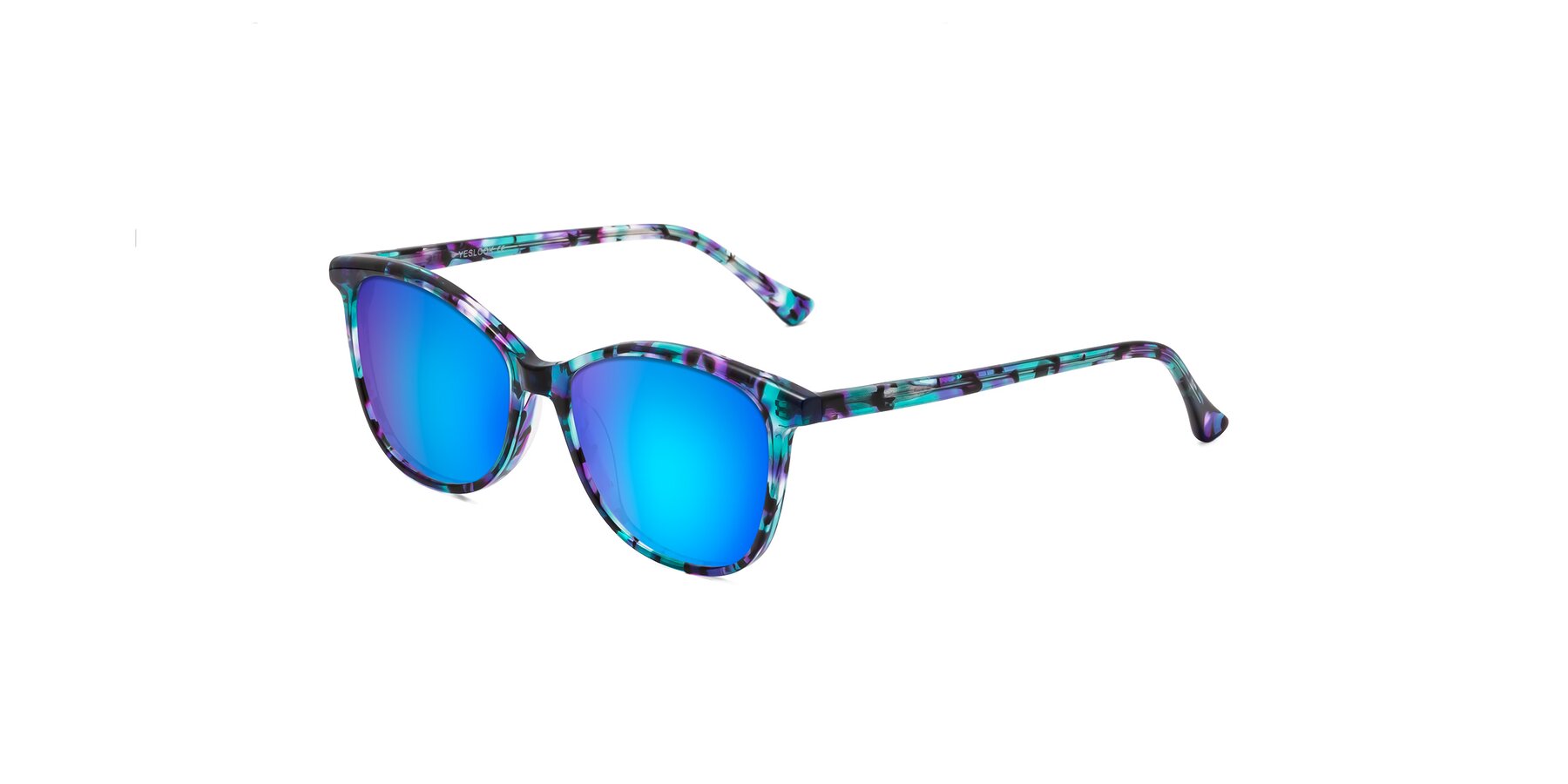 Angle of Creek in Floral Blue with Blue Mirrored Lenses