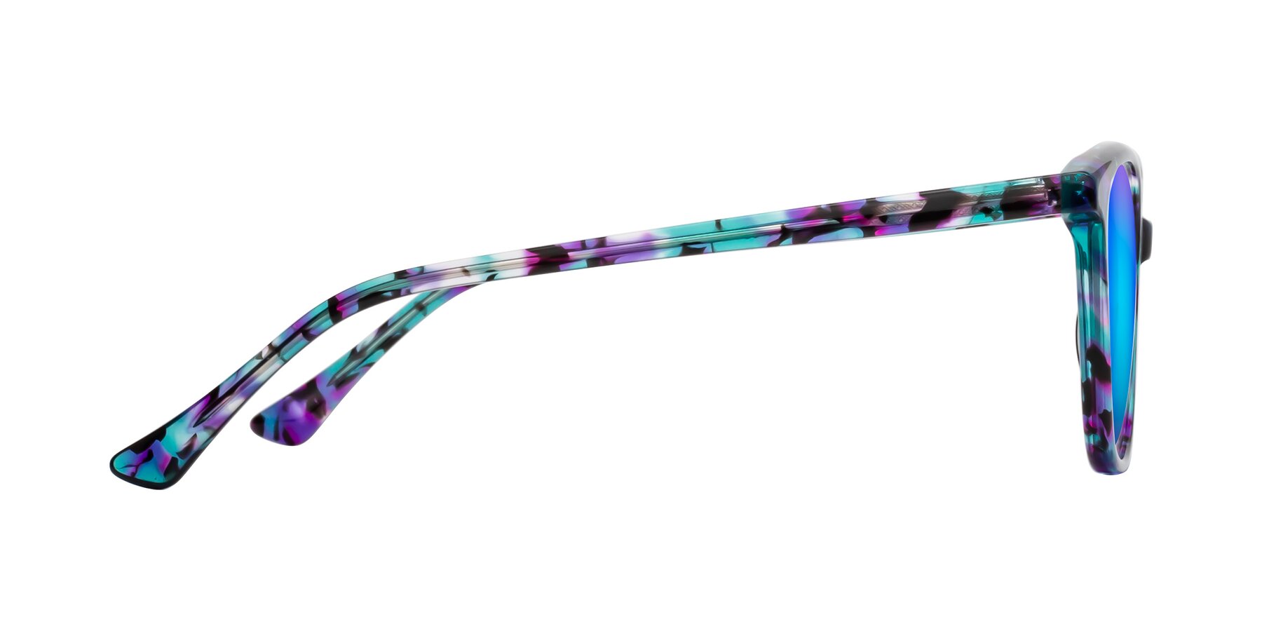 Side of Creek in Floral Blue with Blue Mirrored Lenses