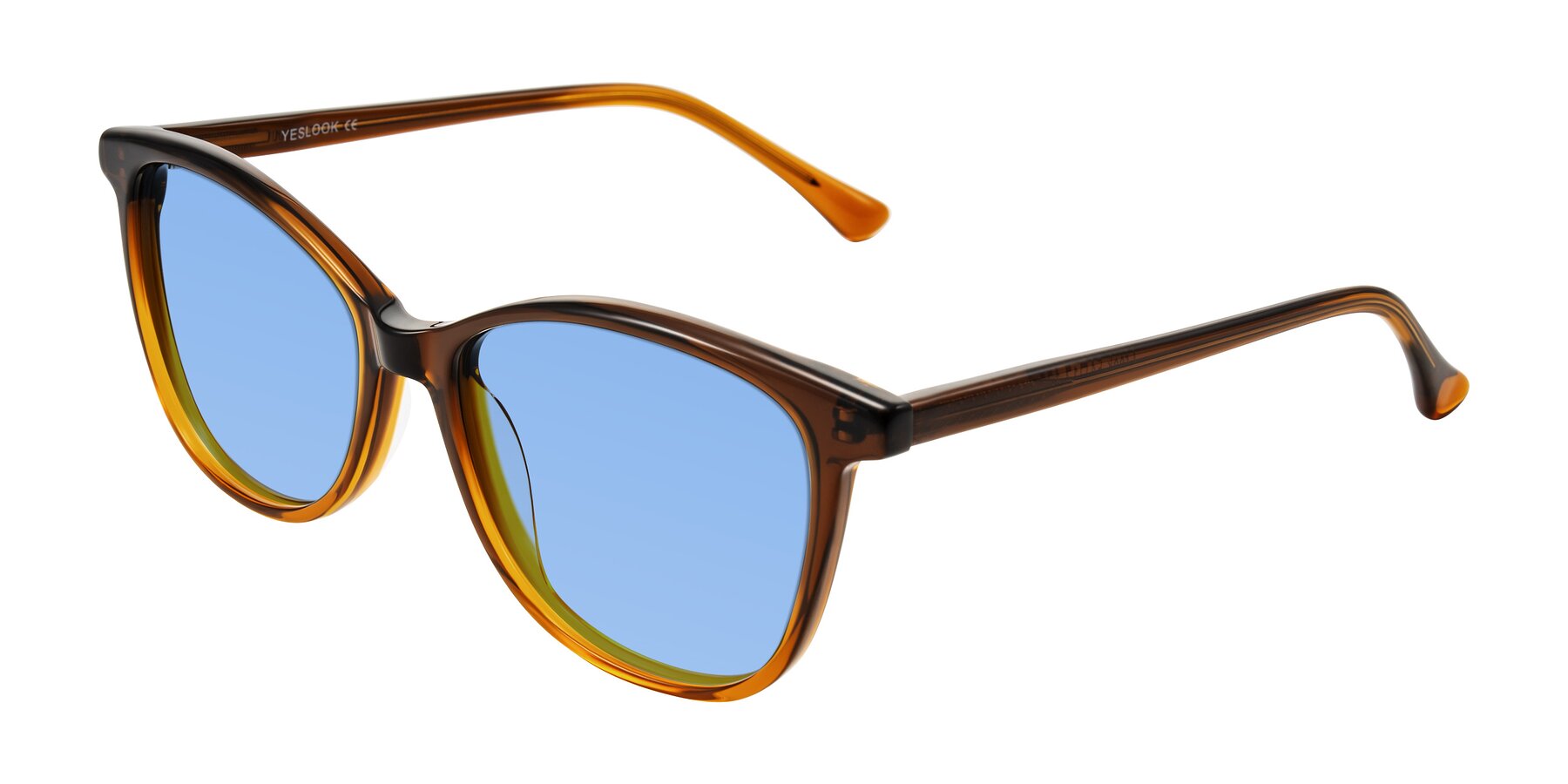 Angle of Creek in Gradient Brown with Medium Blue Tinted Lenses