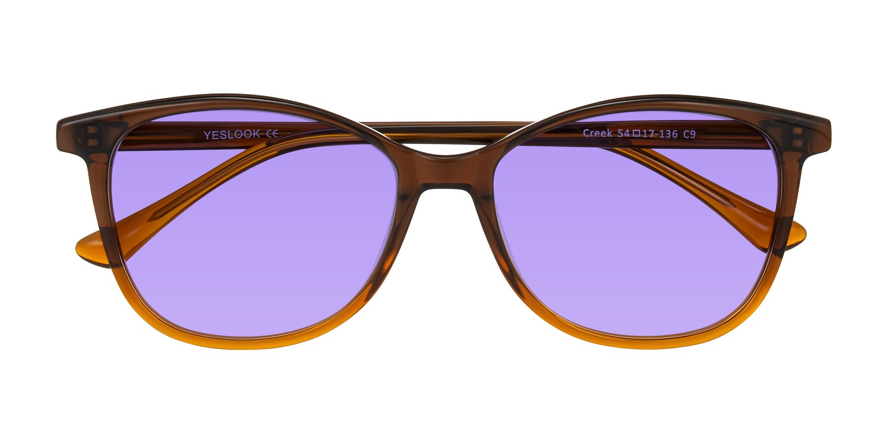 Folded Front of Creek in Gradient Brown with Medium Purple Tinted Lenses