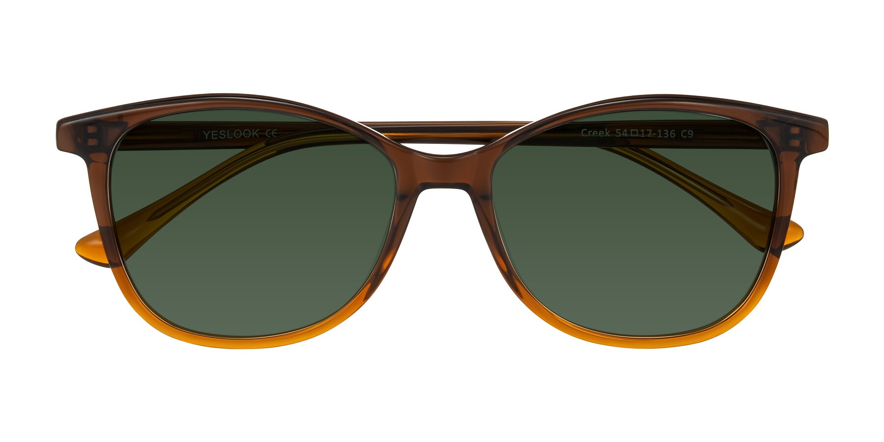 Folded Front of Creek in Gradient Brown with Green Tinted Lenses