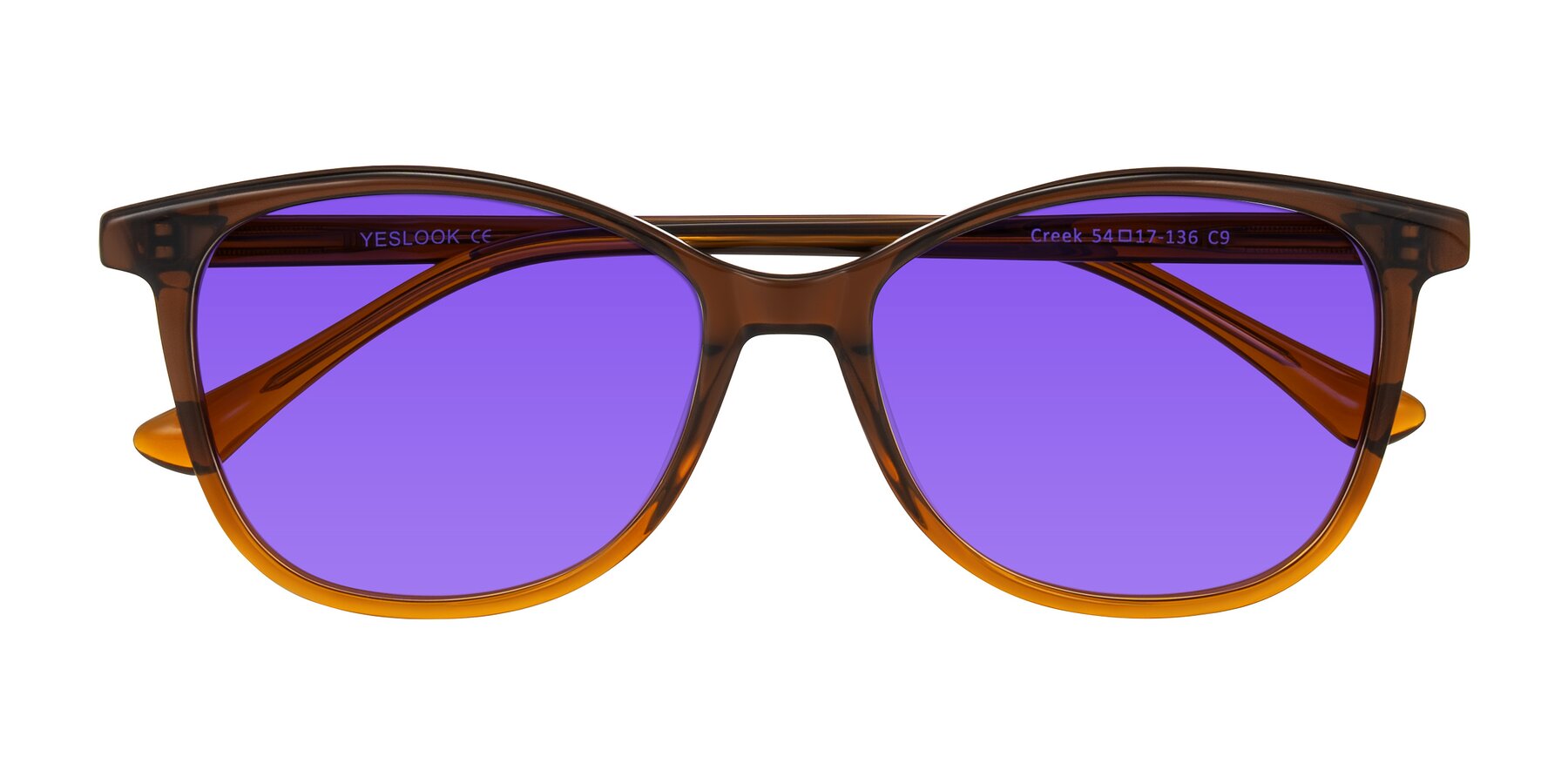 Folded Front of Creek in Gradient Brown with Purple Tinted Lenses
