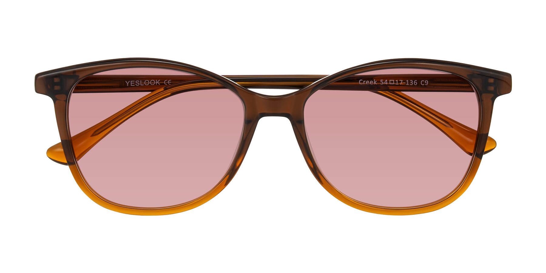 Folded Front of Creek in Gradient Brown with Medium Garnet Tinted Lenses