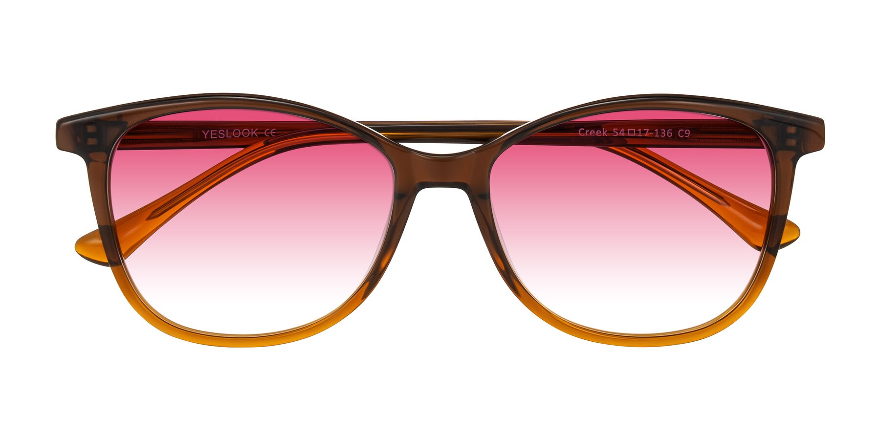 Folded Front of Creek in Gradient Brown with Pink Gradient Lenses