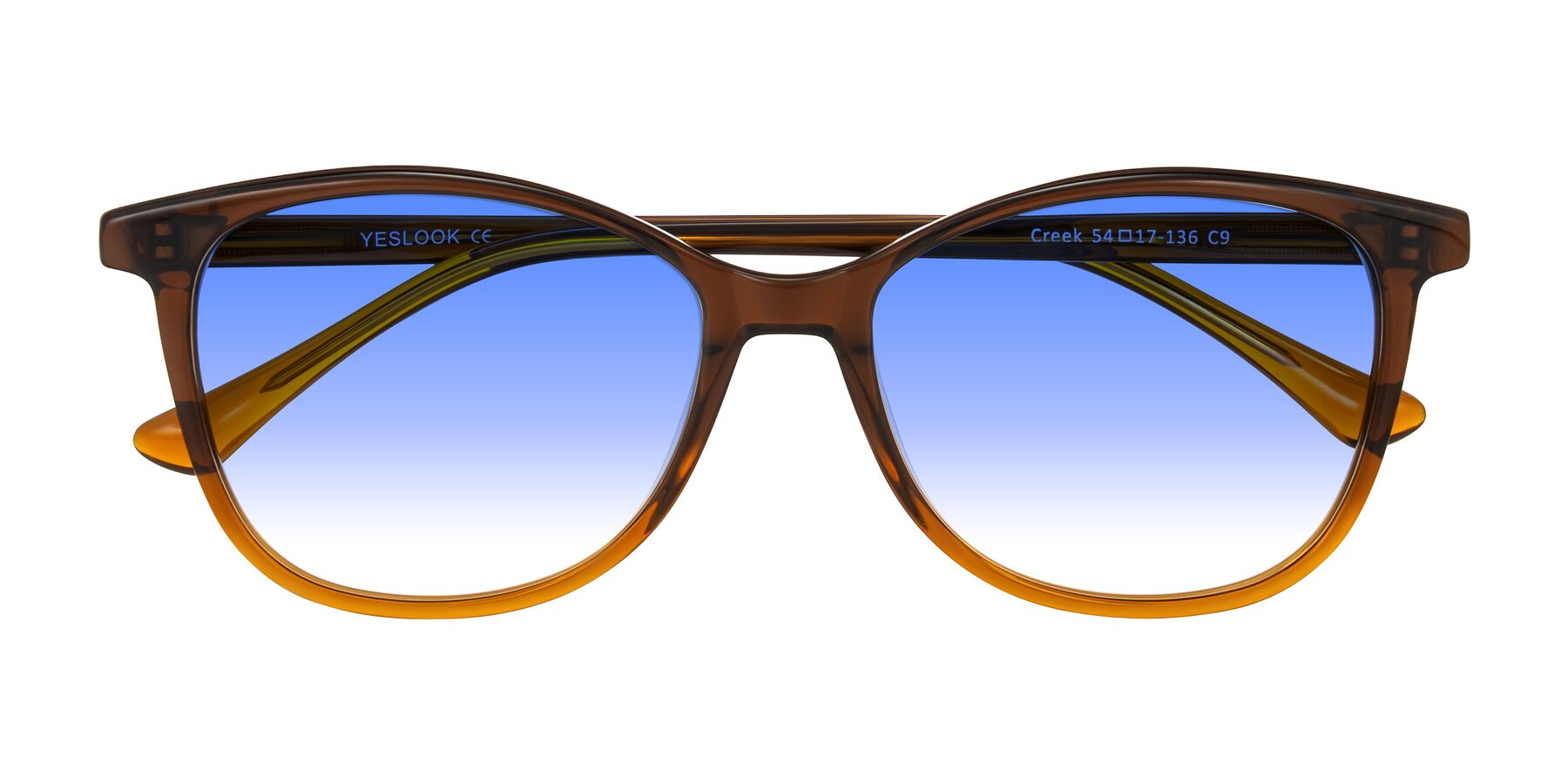 Folded Front of Creek in Gradient Brown with Blue Gradient Lenses
