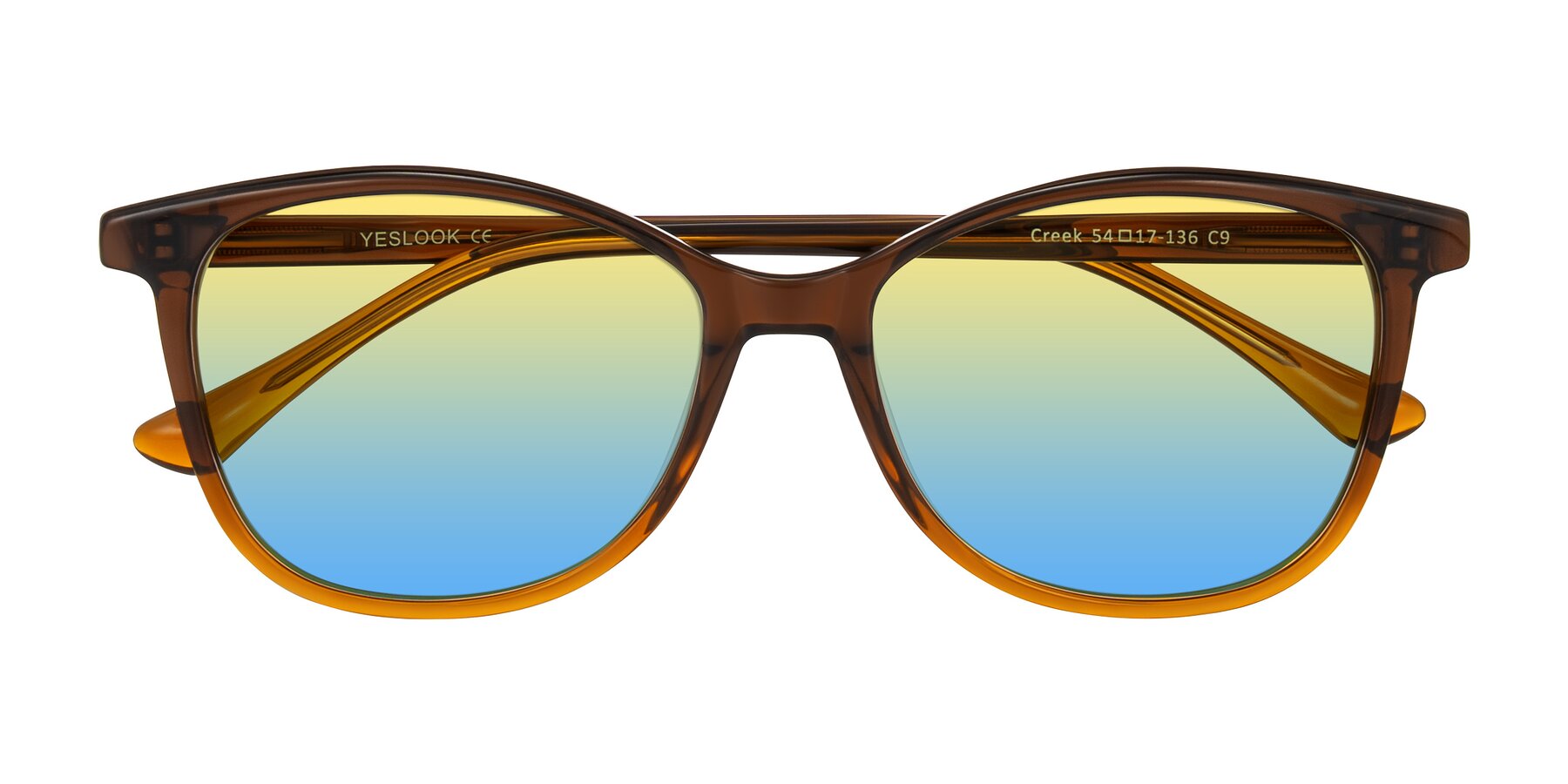 Folded Front of Creek in Gradient Brown with Yellow / Blue Gradient Lenses