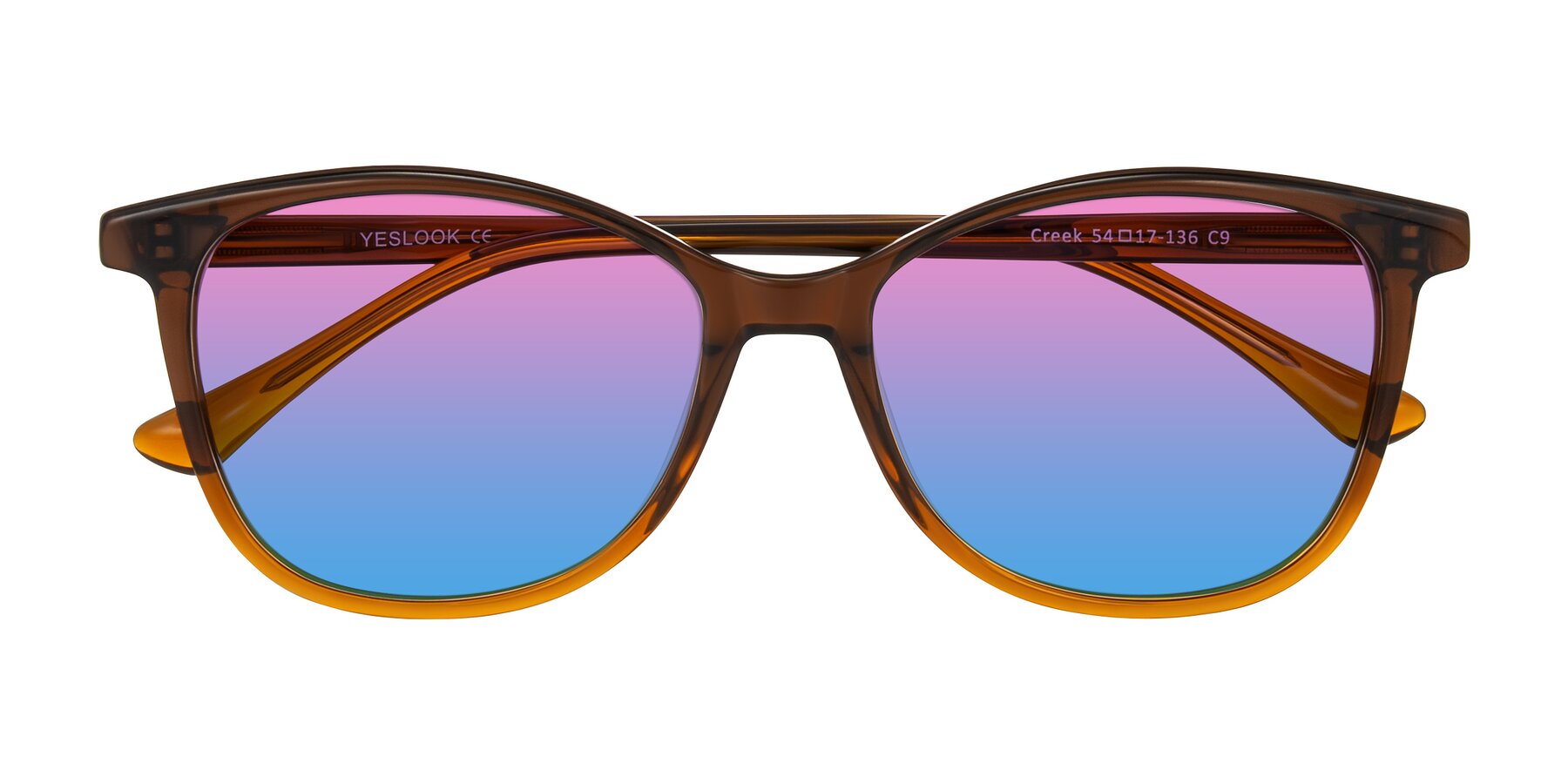 Folded Front of Creek in Gradient Brown with Pink / Blue Gradient Lenses