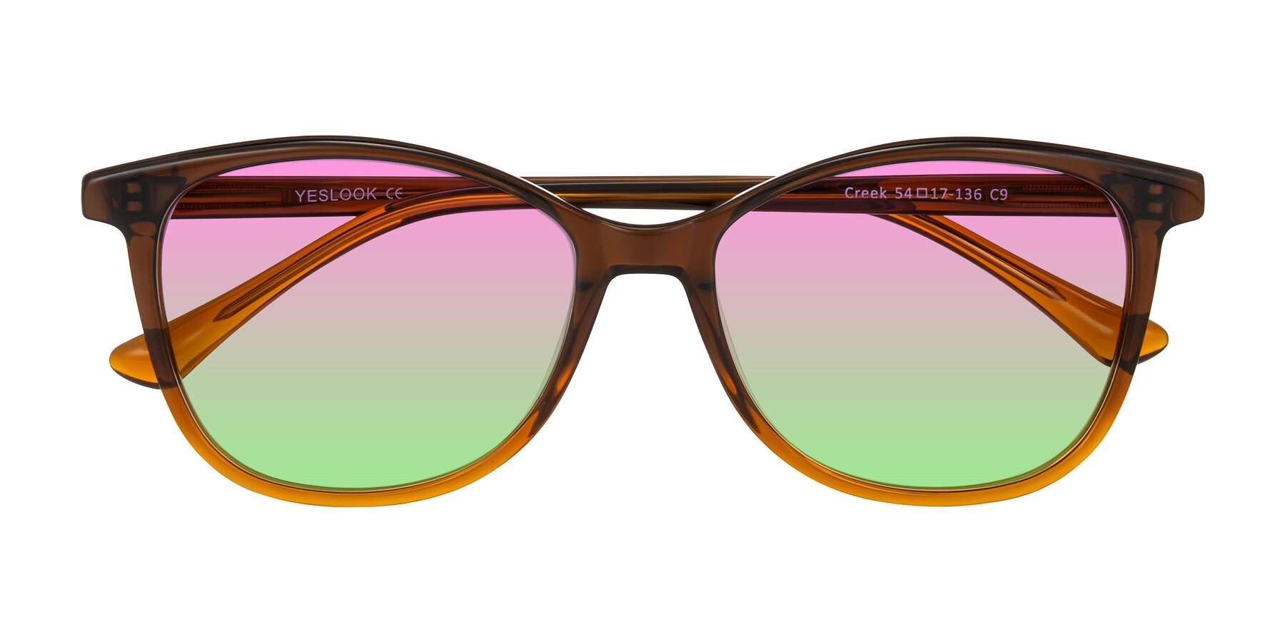 Folded Front of Creek in Gradient Brown with Pink / Green Gradient Lenses