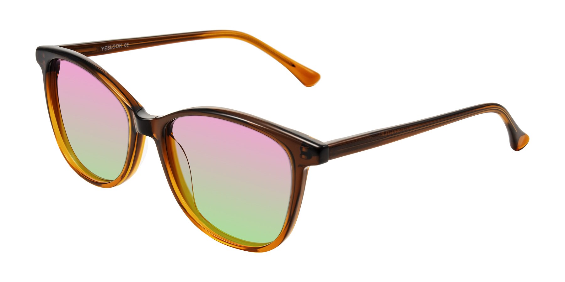 Angle of Creek in Gradient Brown with Pink / Green Gradient Lenses