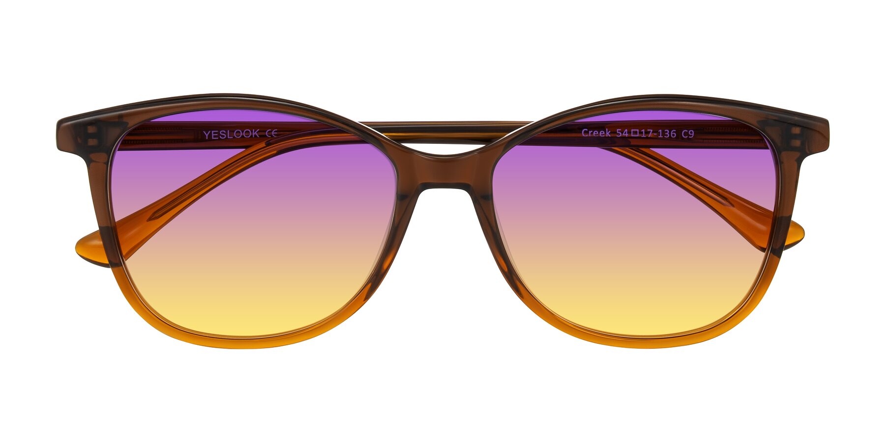 Folded Front of Creek in Gradient Brown with Purple / Yellow Gradient Lenses
