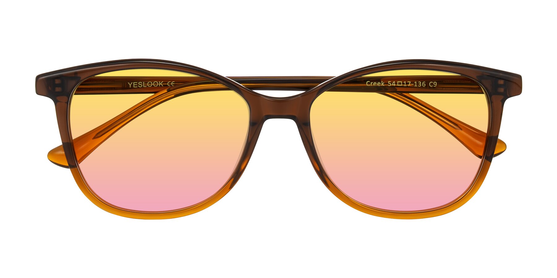 Folded Front of Creek in Gradient Brown with Yellow / Pink Gradient Lenses