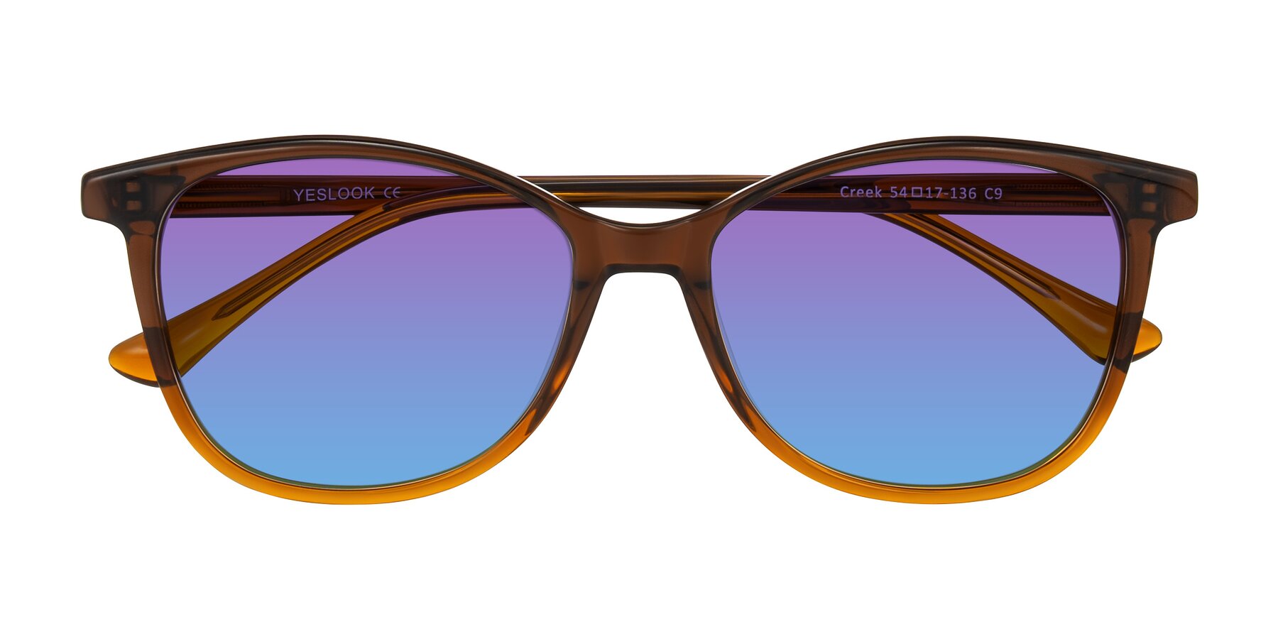 Folded Front of Creek in Gradient Brown with Purple / Blue Gradient Lenses