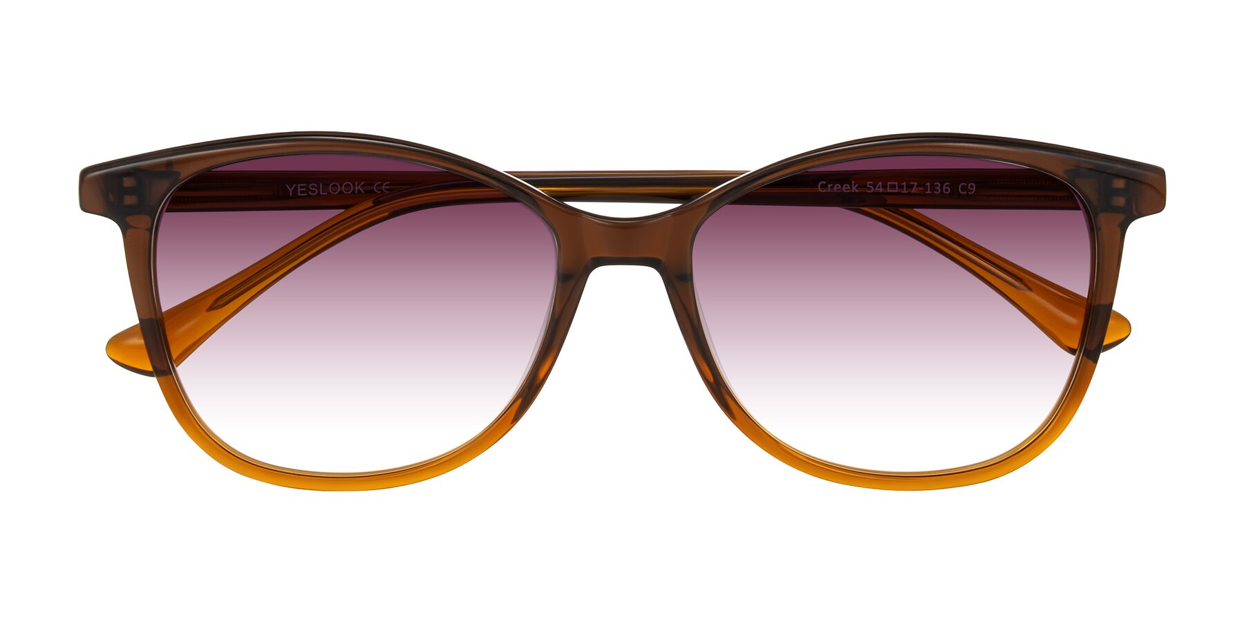 Folded Front of Creek in Gradient Brown with Wine Gradient Lenses