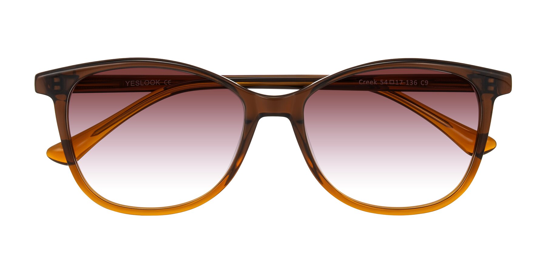 Folded Front of Creek in Gradient Brown with Garnet Gradient Lenses