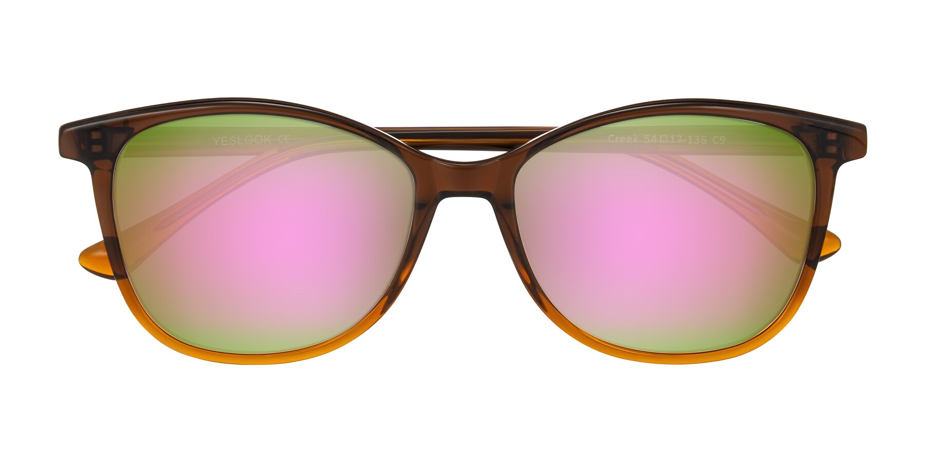 Folded Front of Creek in Gradient Brown with Pink Mirrored Lenses