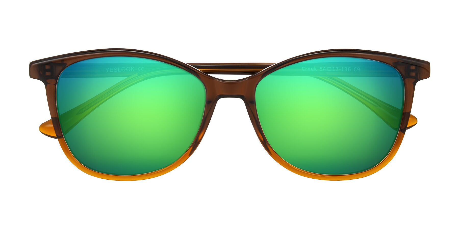 Folded Front of Creek in Gradient Brown with Green Mirrored Lenses