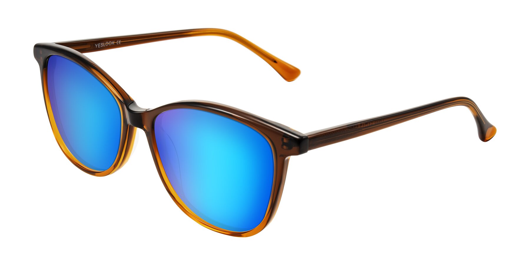 Angle of Creek in Gradient Brown with Blue Mirrored Lenses