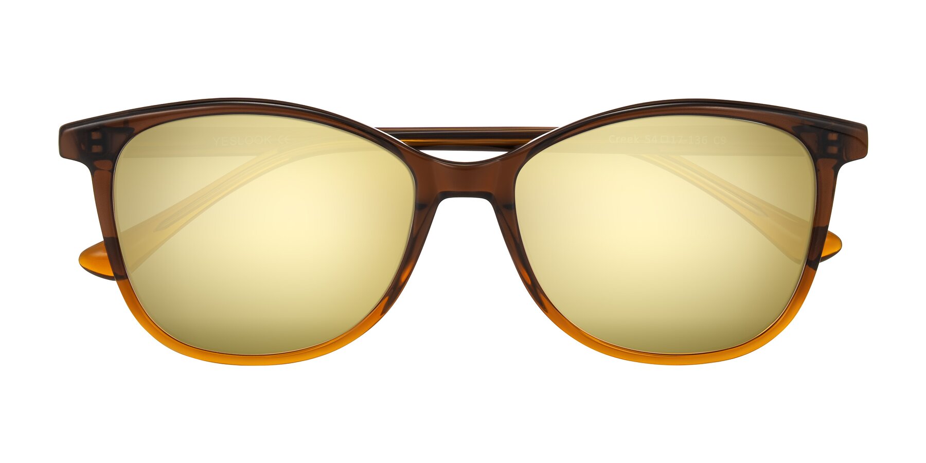 Folded Front of Creek in Gradient Brown with Gold Mirrored Lenses