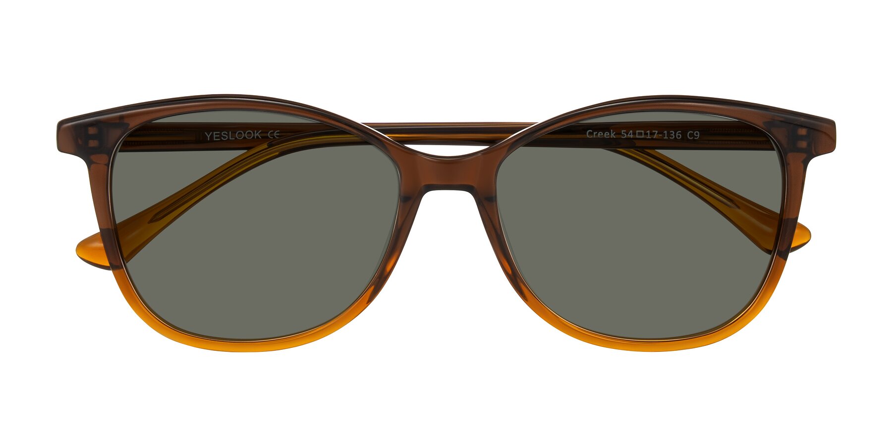 Folded Front of Creek in Gradient Brown with Gray Polarized Lenses
