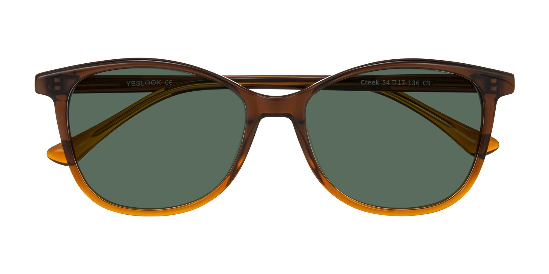 Folded Front of Creek in Gradient Brown with Green Polarized Lenses