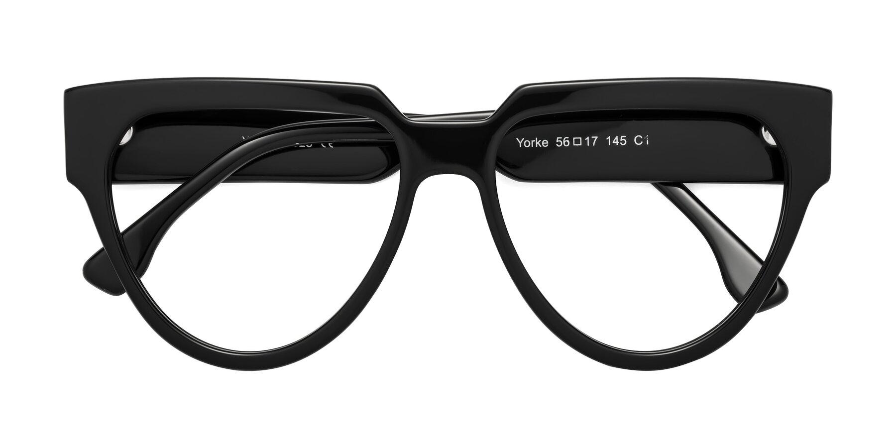 Folded Front of Yorke in Black with Clear Eyeglass Lenses