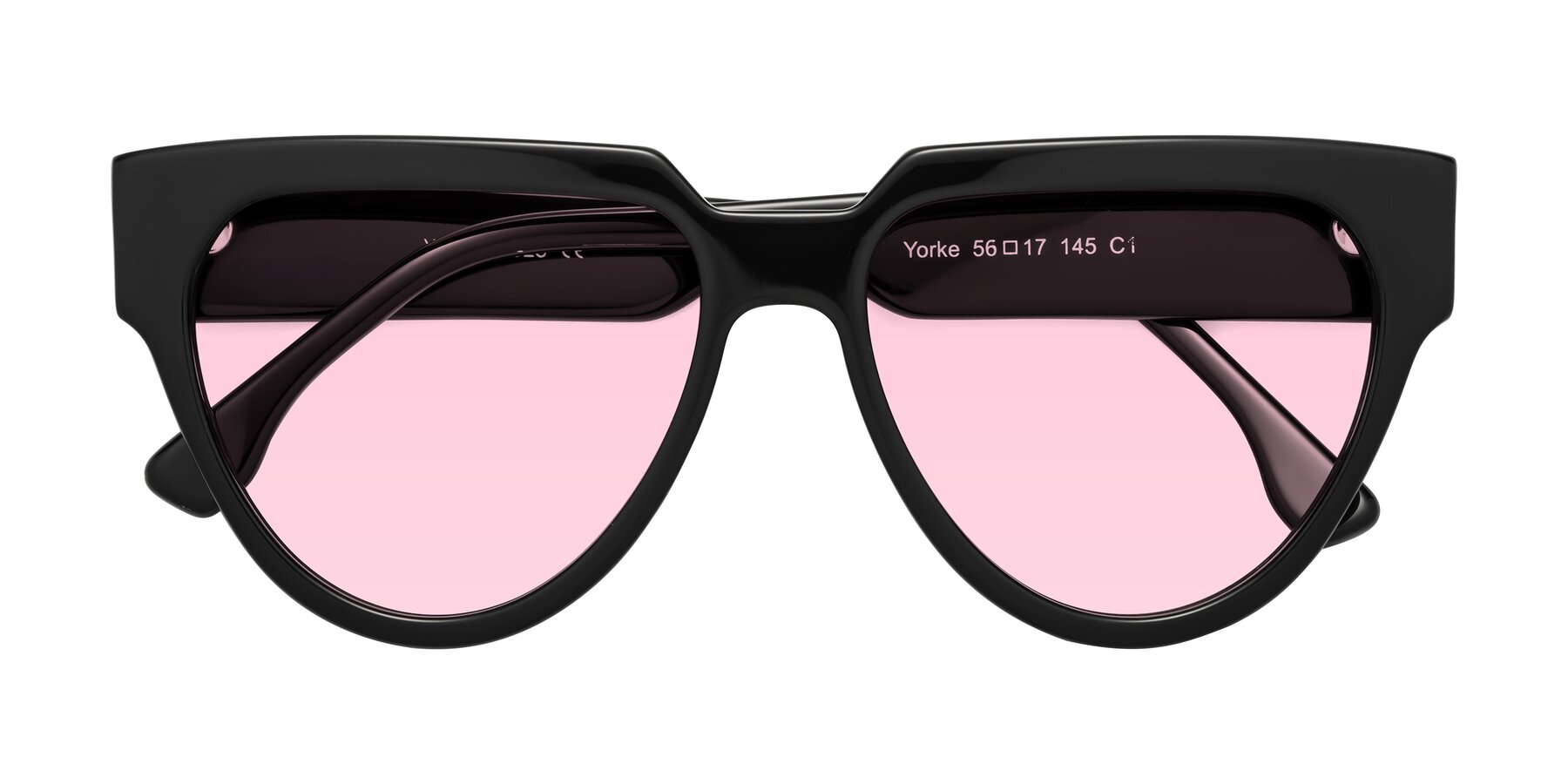 Folded Front of Yorke in Black with Light Pink Tinted Lenses