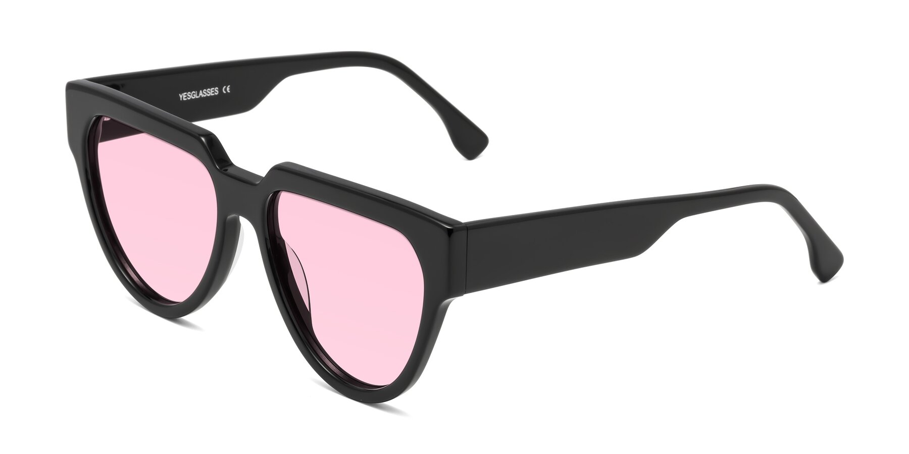 Angle of Yorke in Black with Light Pink Tinted Lenses