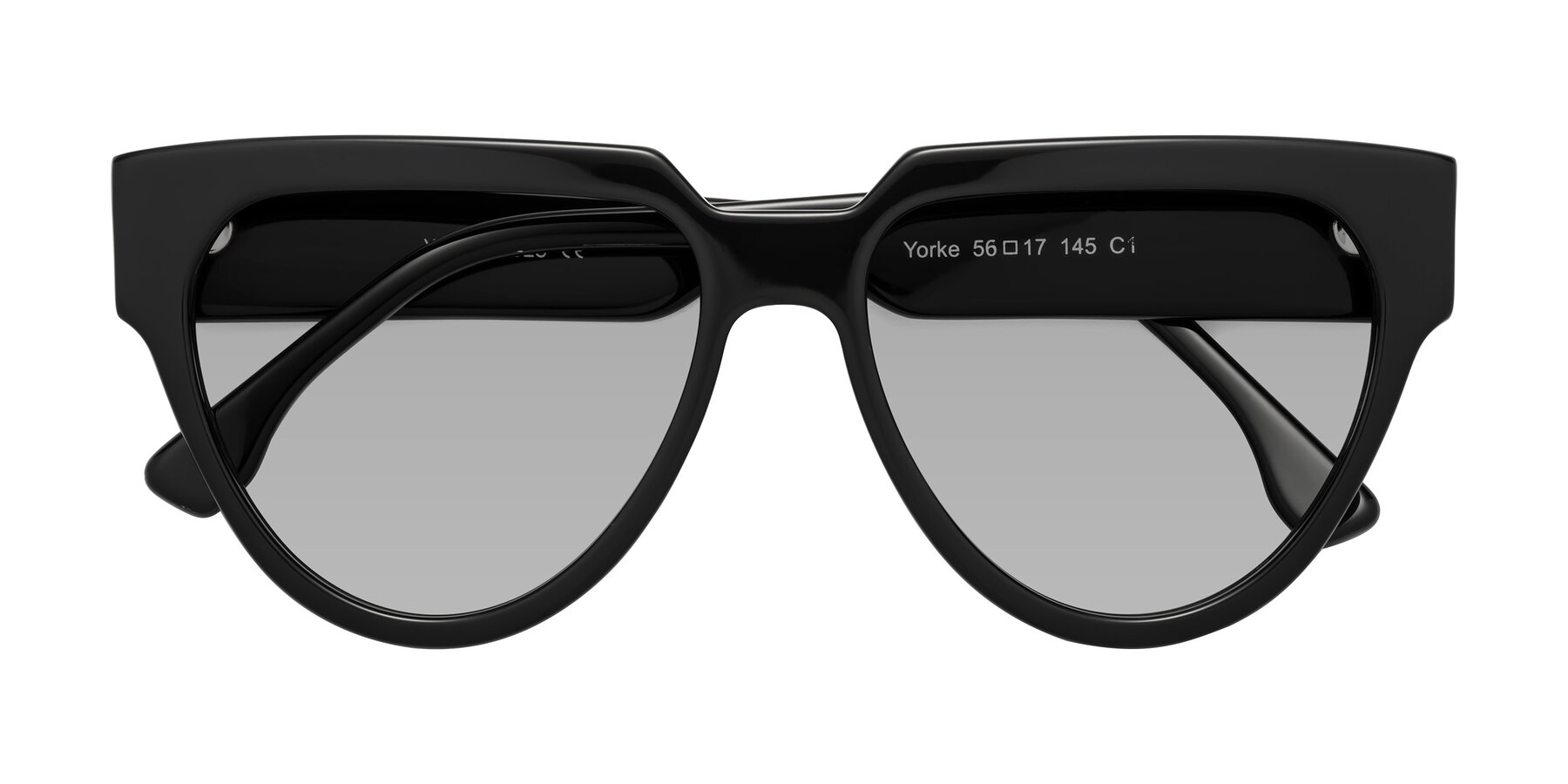 Folded Front of Yorke in Black with Light Gray Tinted Lenses