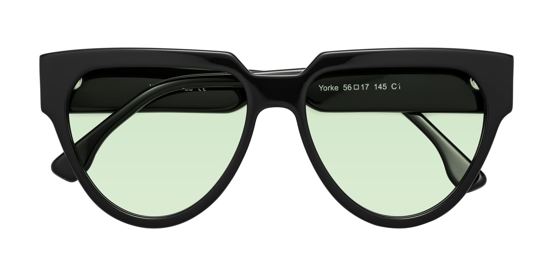 Folded Front of Yorke in Black with Light Green Tinted Lenses