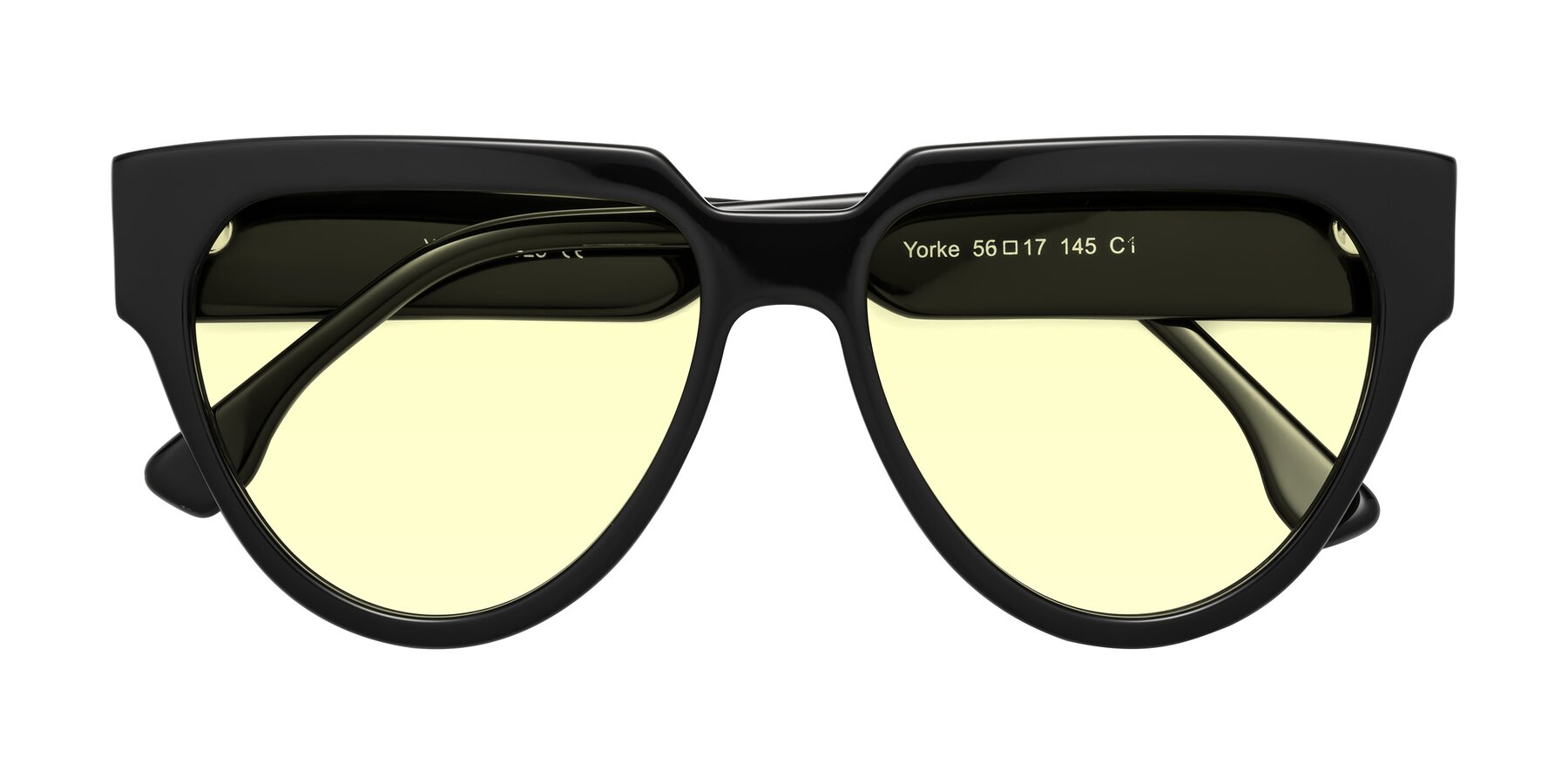 Folded Front of Yorke in Black with Light Yellow Tinted Lenses