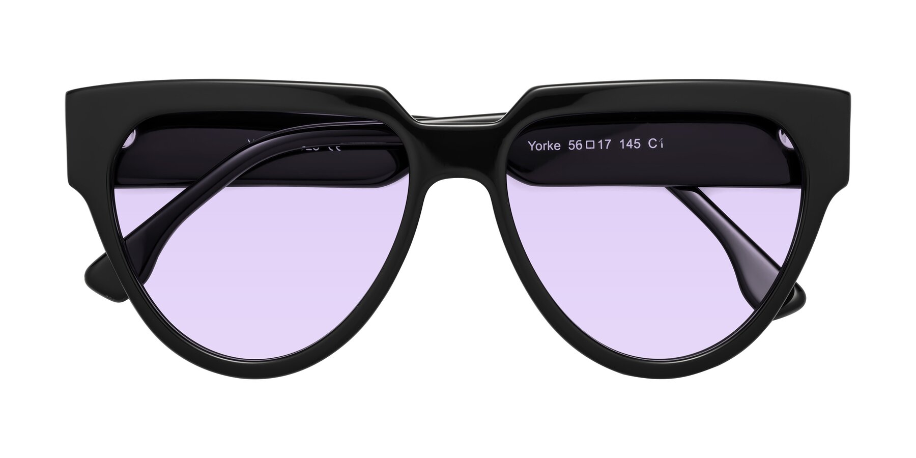 Folded Front of Yorke in Black with Light Purple Tinted Lenses