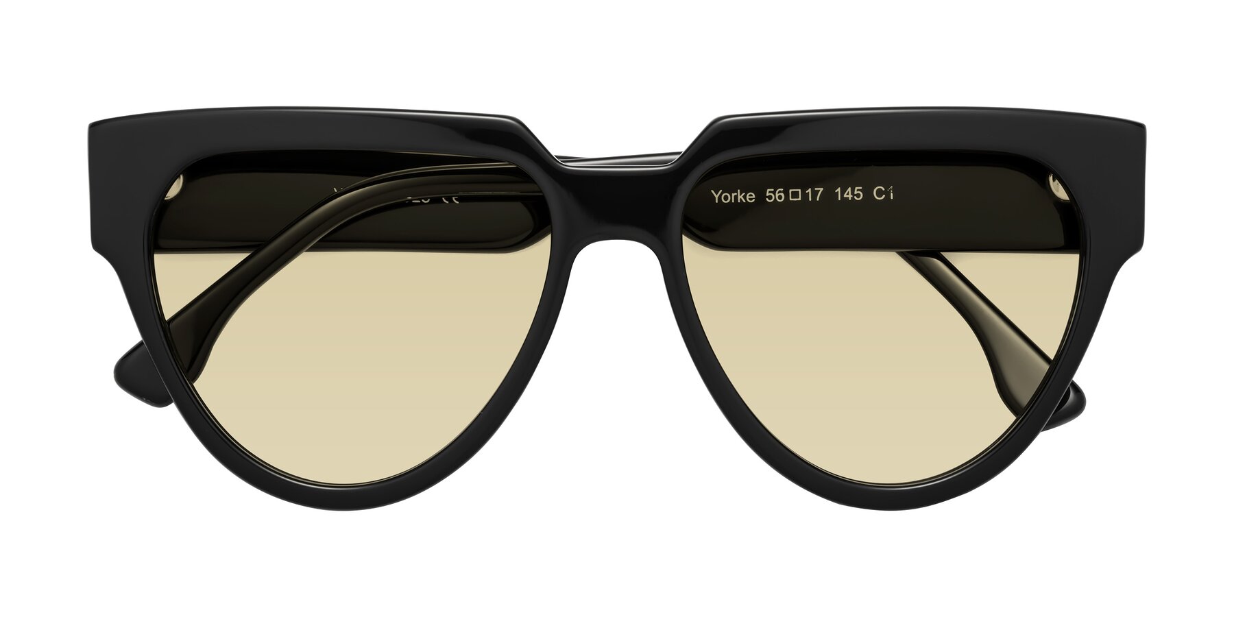 Folded Front of Yorke in Black with Light Champagne Tinted Lenses